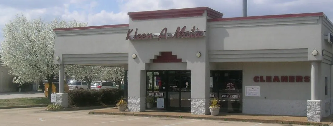 The Kleen-A-Matic storefront with its classic red script sign in Chattanooga, TN